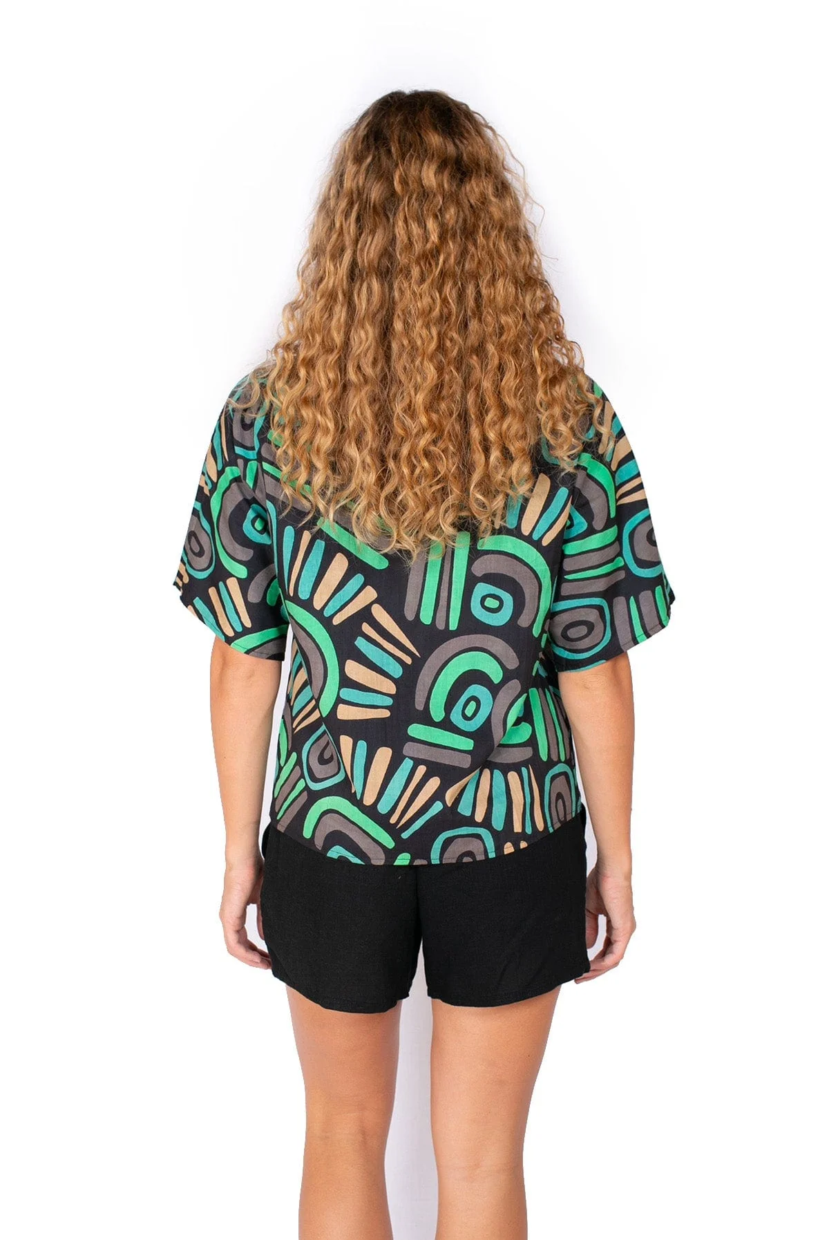 OM Designs Jaydee Reversible Top - Abstract Black / Abstract Blue - Image 2
