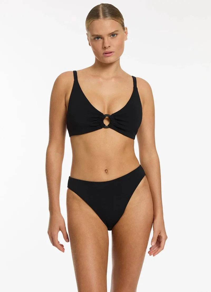Jets Isla Rib C/D Tri Top - Black - Image 3