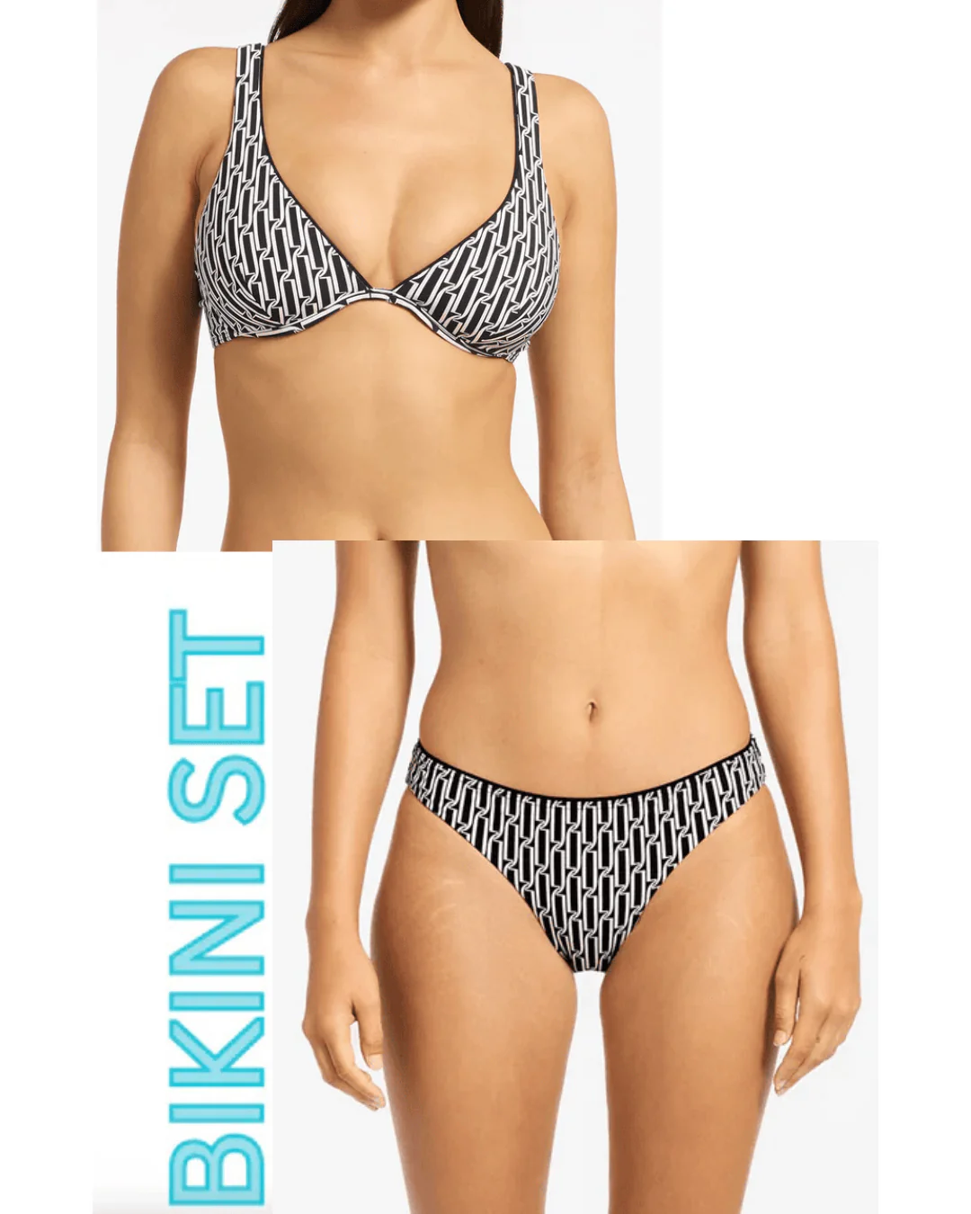 Jets Spring Geo Underwire Tri Top & Hipster Pant - Black