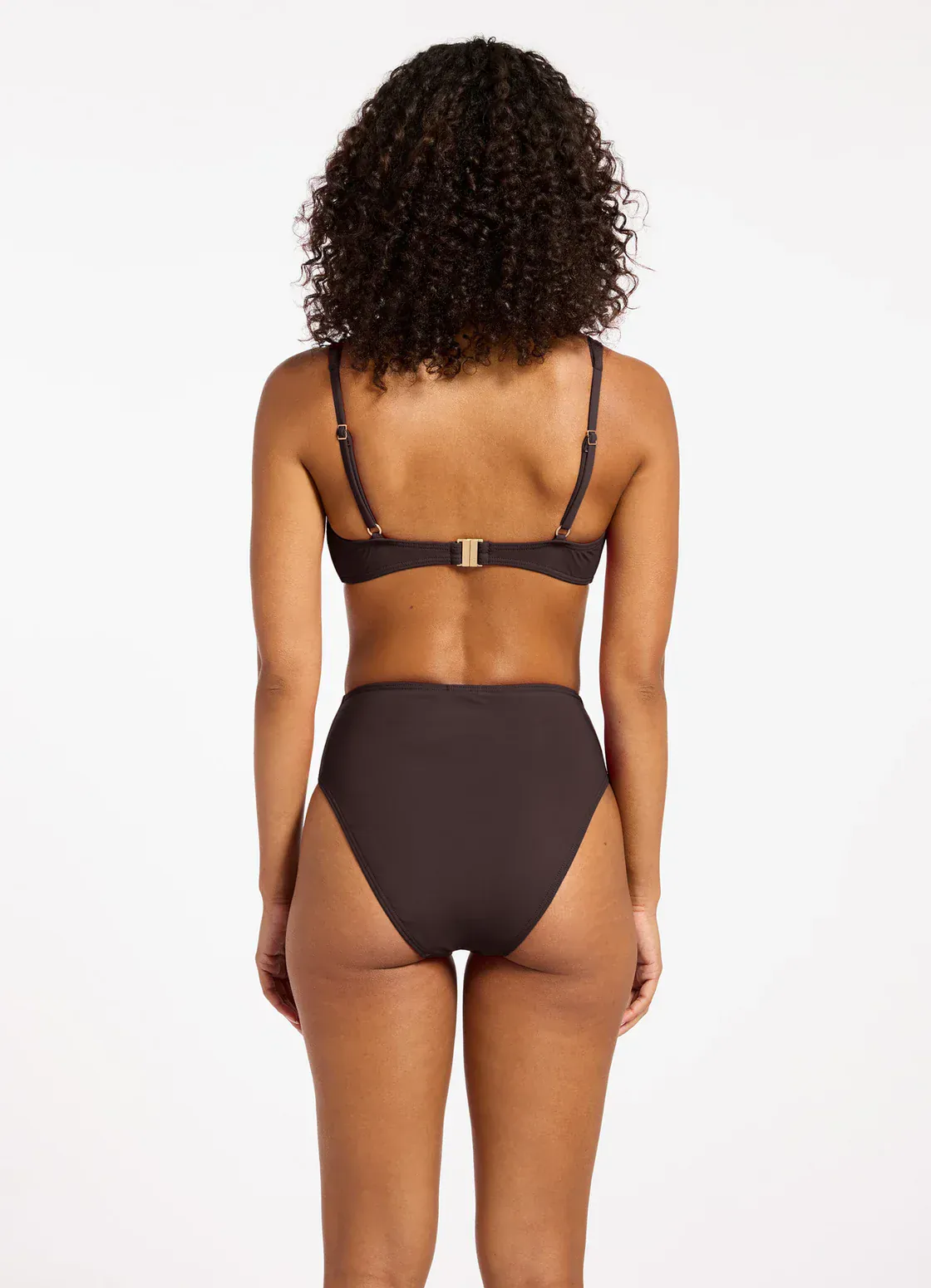 Jetset High Waist High Leg Bikini Bottom - Chocolate - Image 3