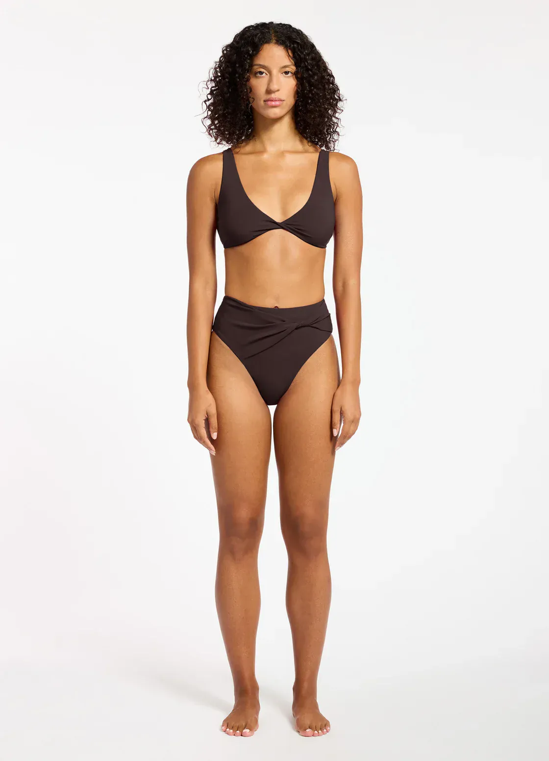 Jetset High Waist High Leg Bikini Bottom - Chocolate - Image 4