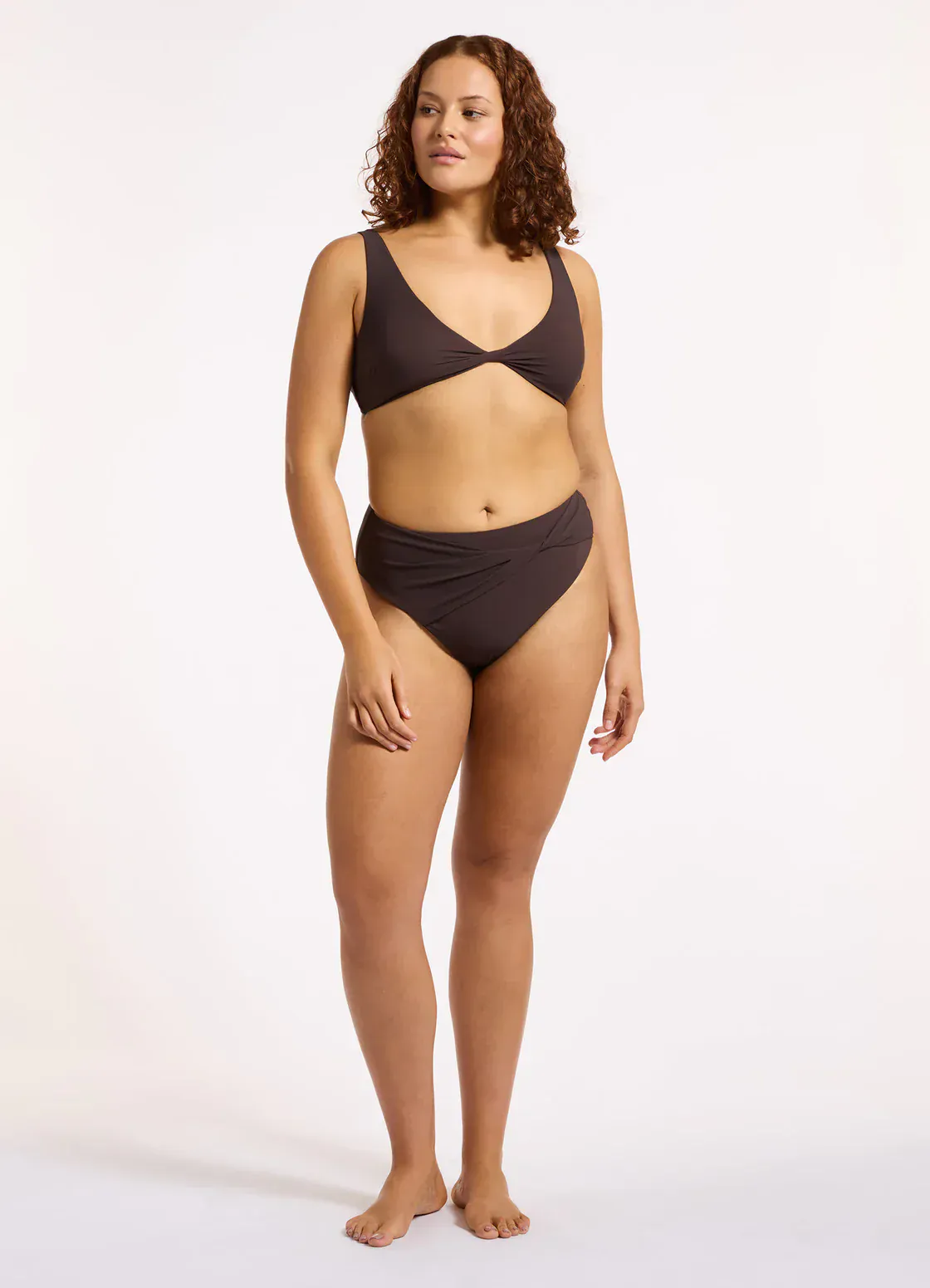 Jetset High Waist High Leg Bikini Bottom - Chocolate - Image 5