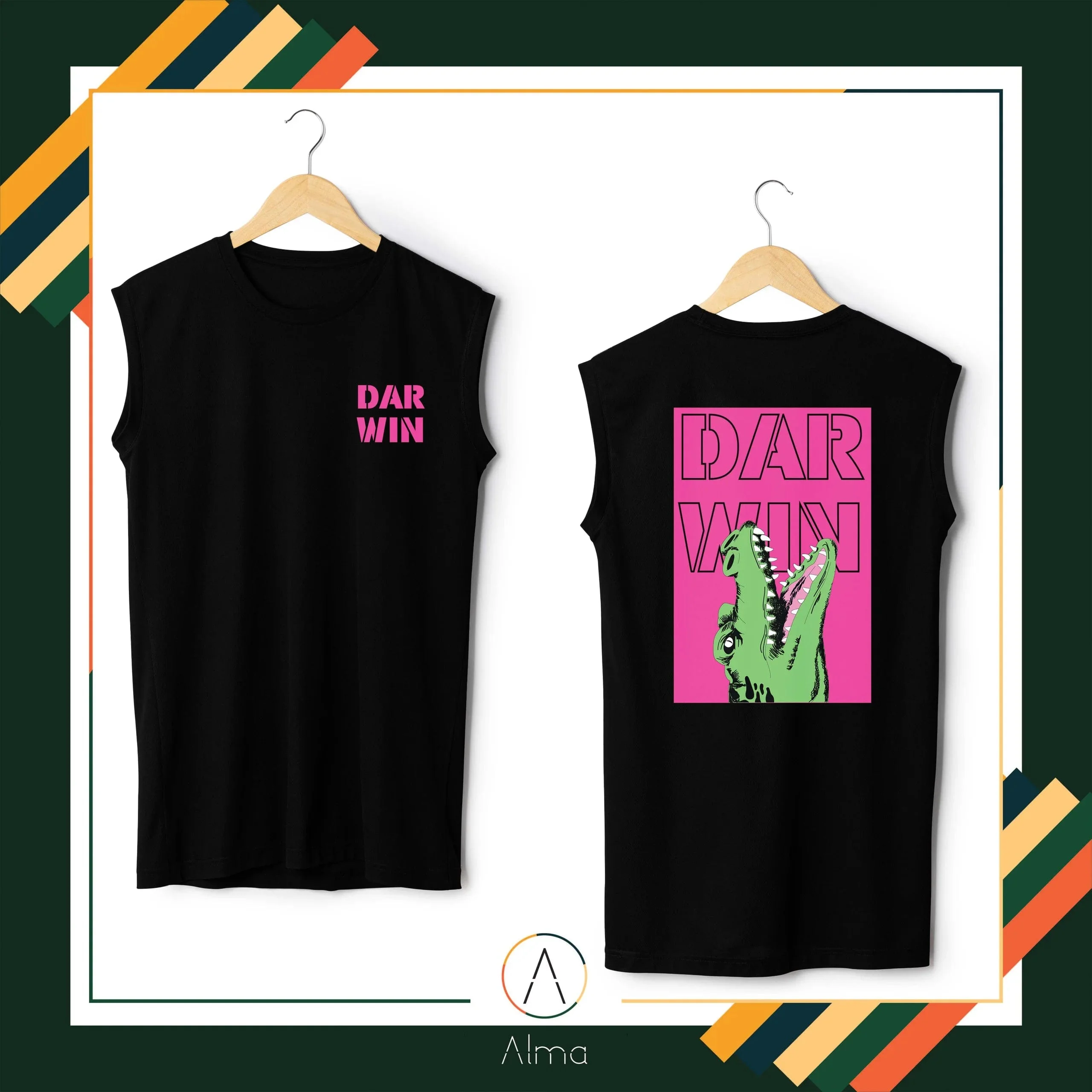 Jumping Crocodile Black Singlet - Image 3