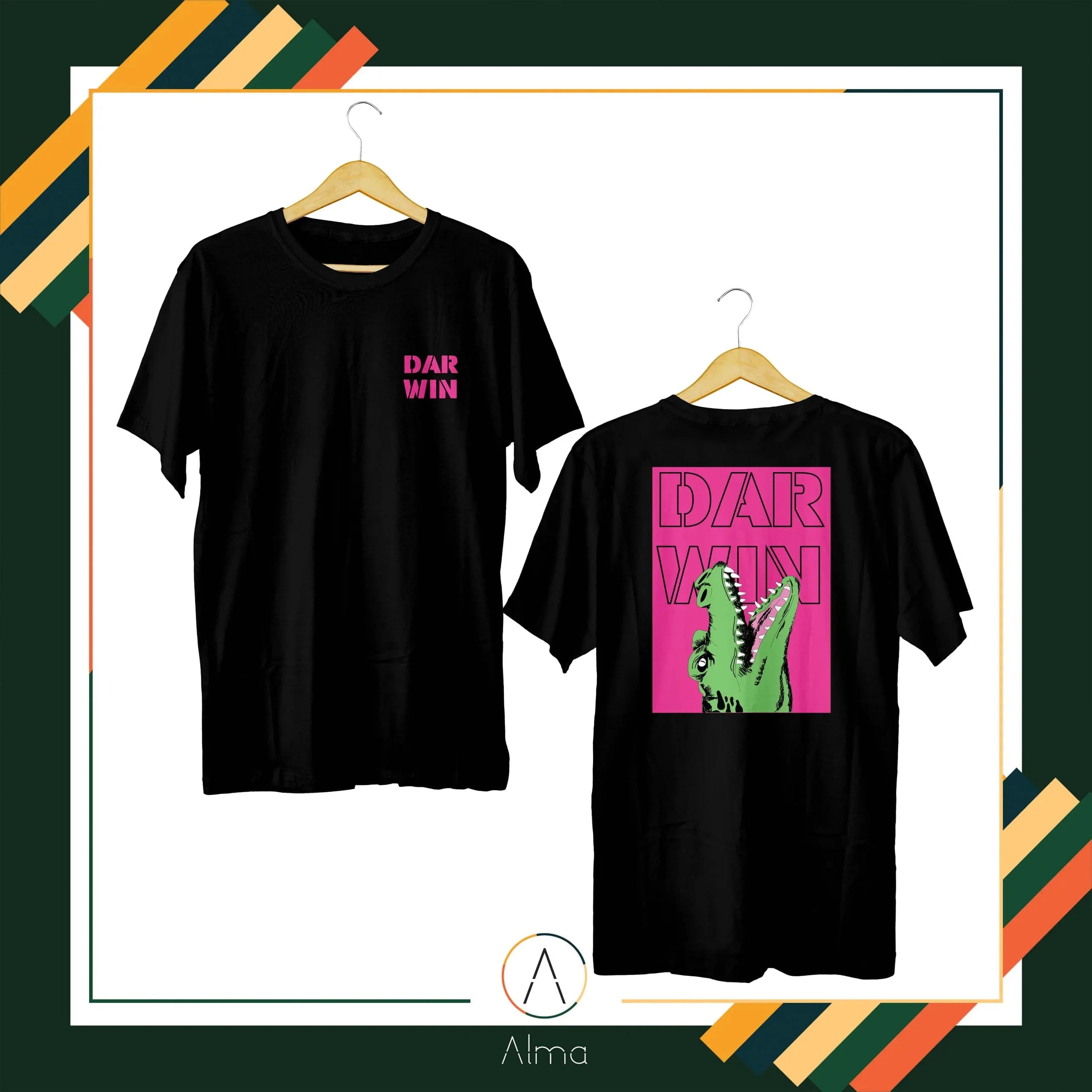 Jumping Crocodile Black T-Shirt - Image 3