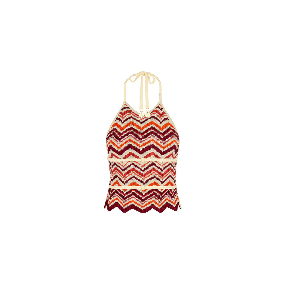 Kulani Kinis Chevron Knit Halter Crop Top - Toffee Twist - Image 3