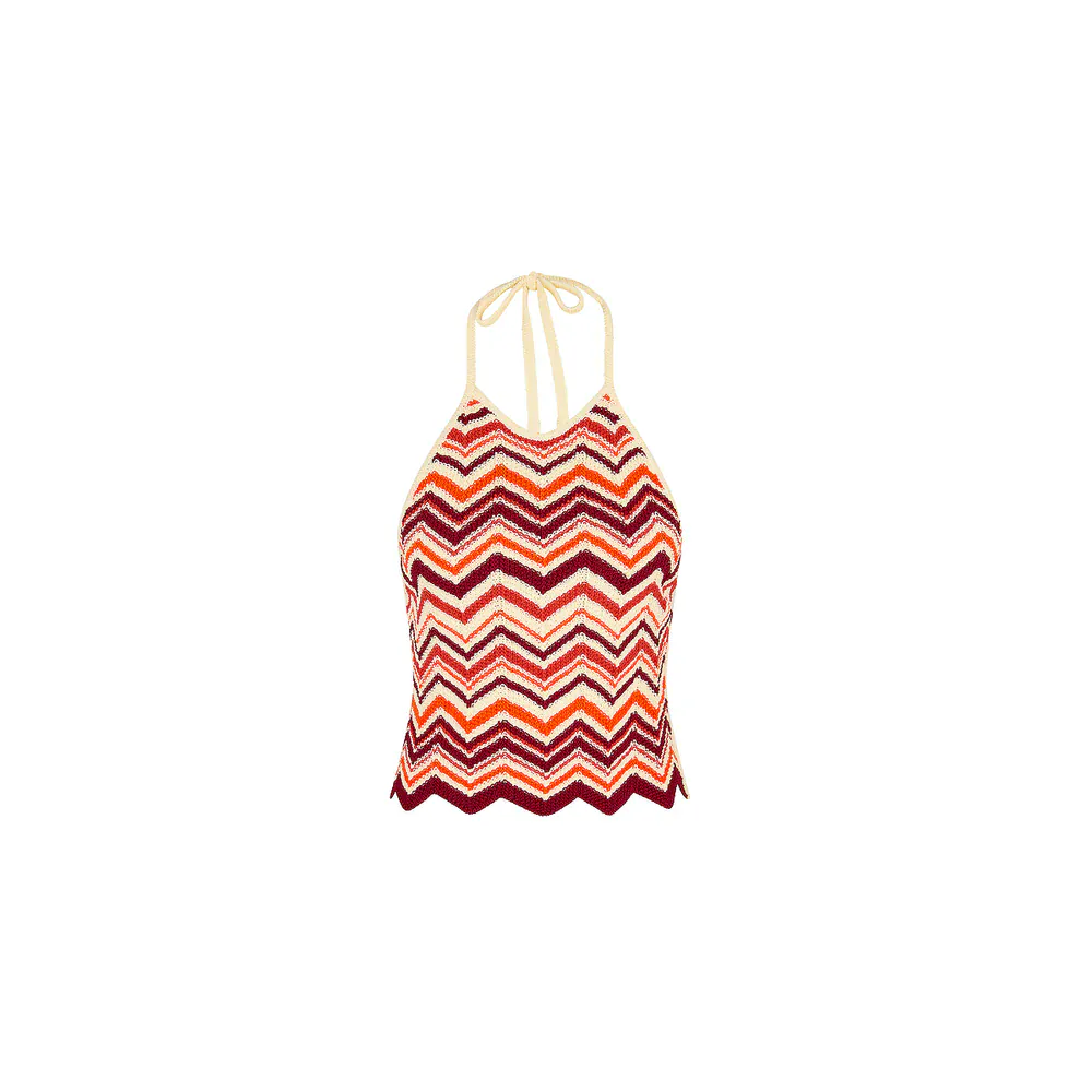 Kulani Kinis Chevron Knit Halter Crop Top - Toffee Twist - Image 5