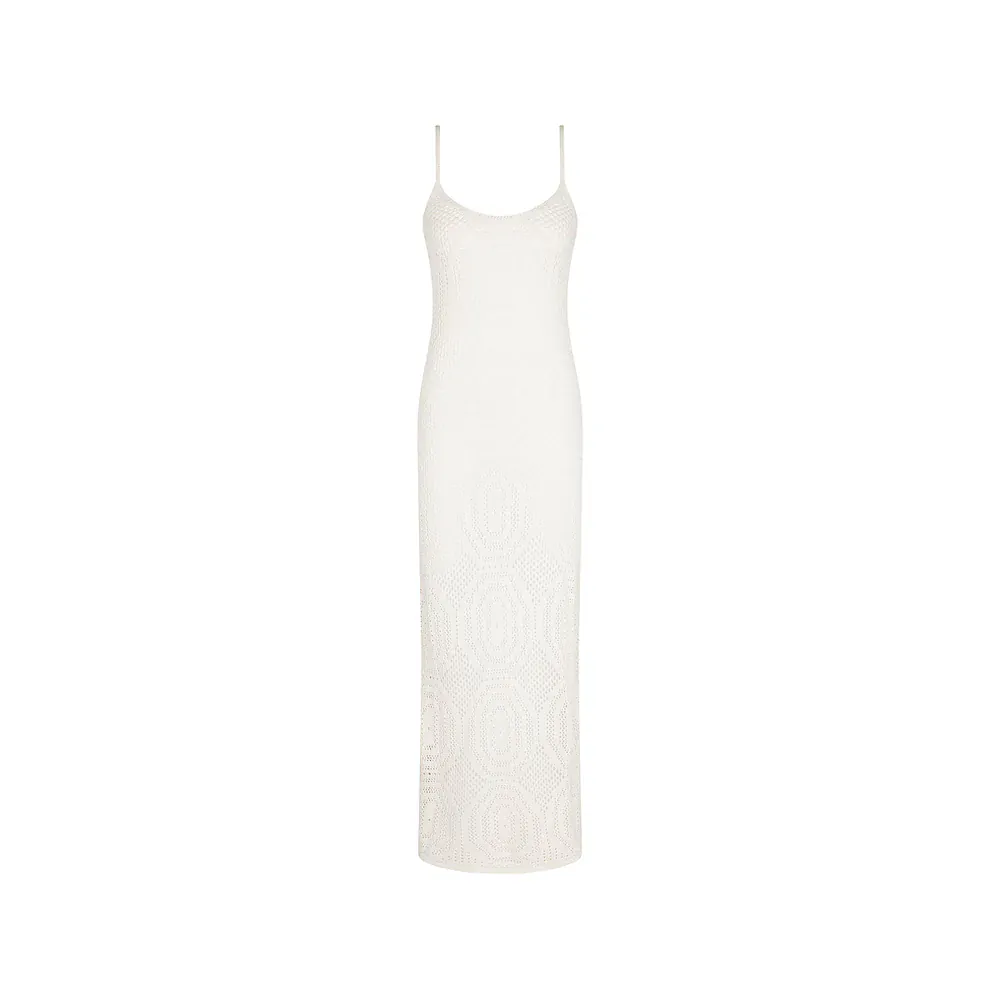 Kulani Kinis Whipped White Crochet Lace Knit Maxi Dress - Image 3