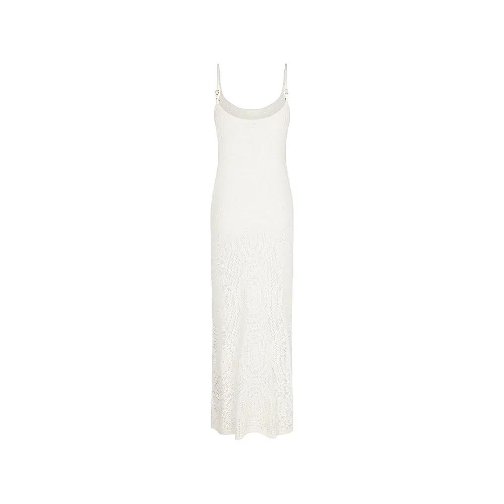 Kulani Kinis Whipped White Crochet Lace Knit Maxi Dress - Image 4