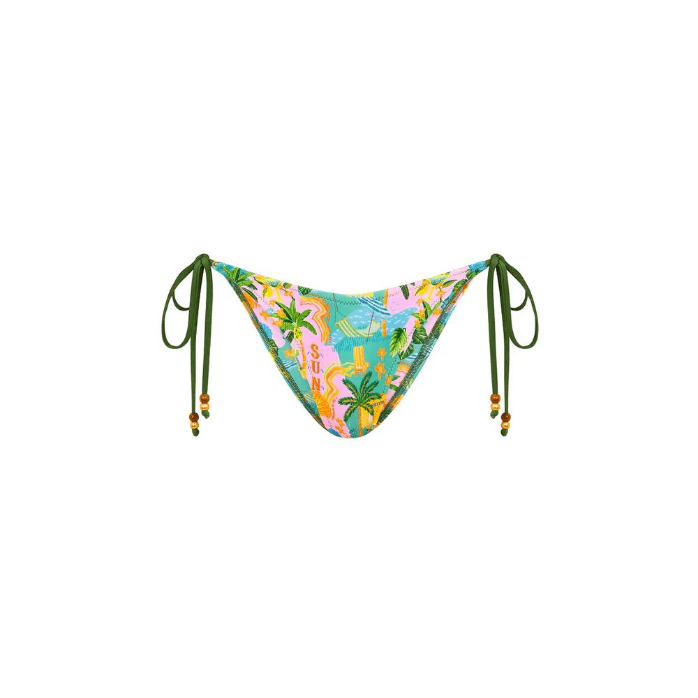 Kulani Kinis Dipped Cheeky Tie Bikini Bottom - Sunlit Spritz - Image 4