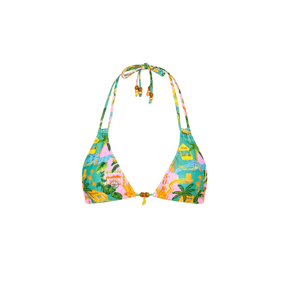 Kulani Kinis Halter Bralette Bikini Top - Sunlit Spritz - Image 4