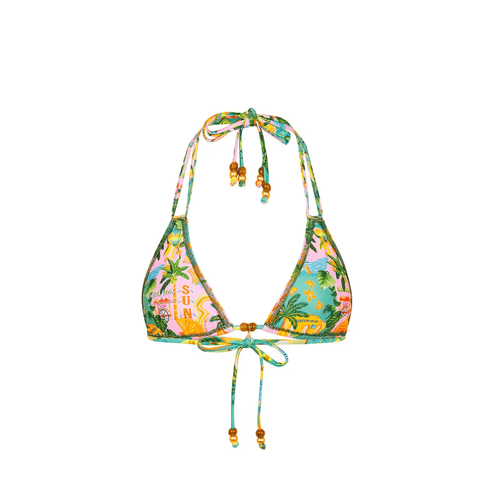 Kulani Kinis Halter Bralette Bikini Top - Sunlit Spritz - Image 5