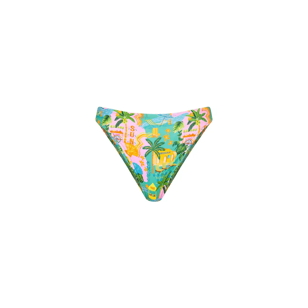Kulani Kinis High Leg Full Vintage Bikini Bottom - Sunlit Spritz - Image 4
