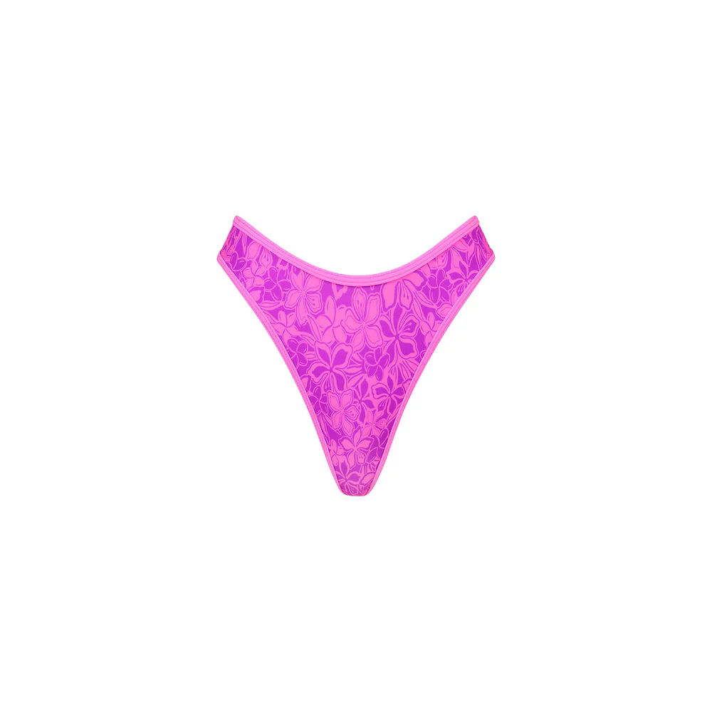 Kulani Kinis High Leg Thong Bikini Bottom - Bubble Berry - Image 4