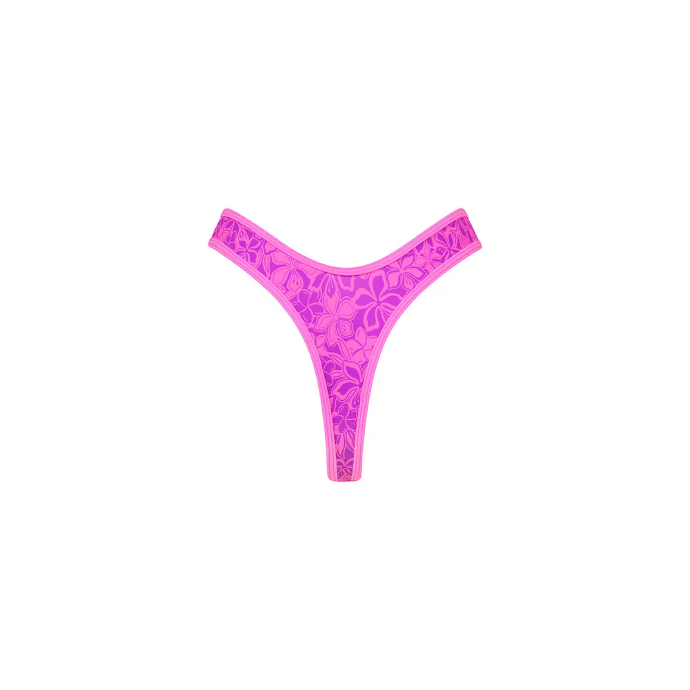 Kulani Kinis High Leg Thong Bikini Bottom - Bubble Berry - Image 5