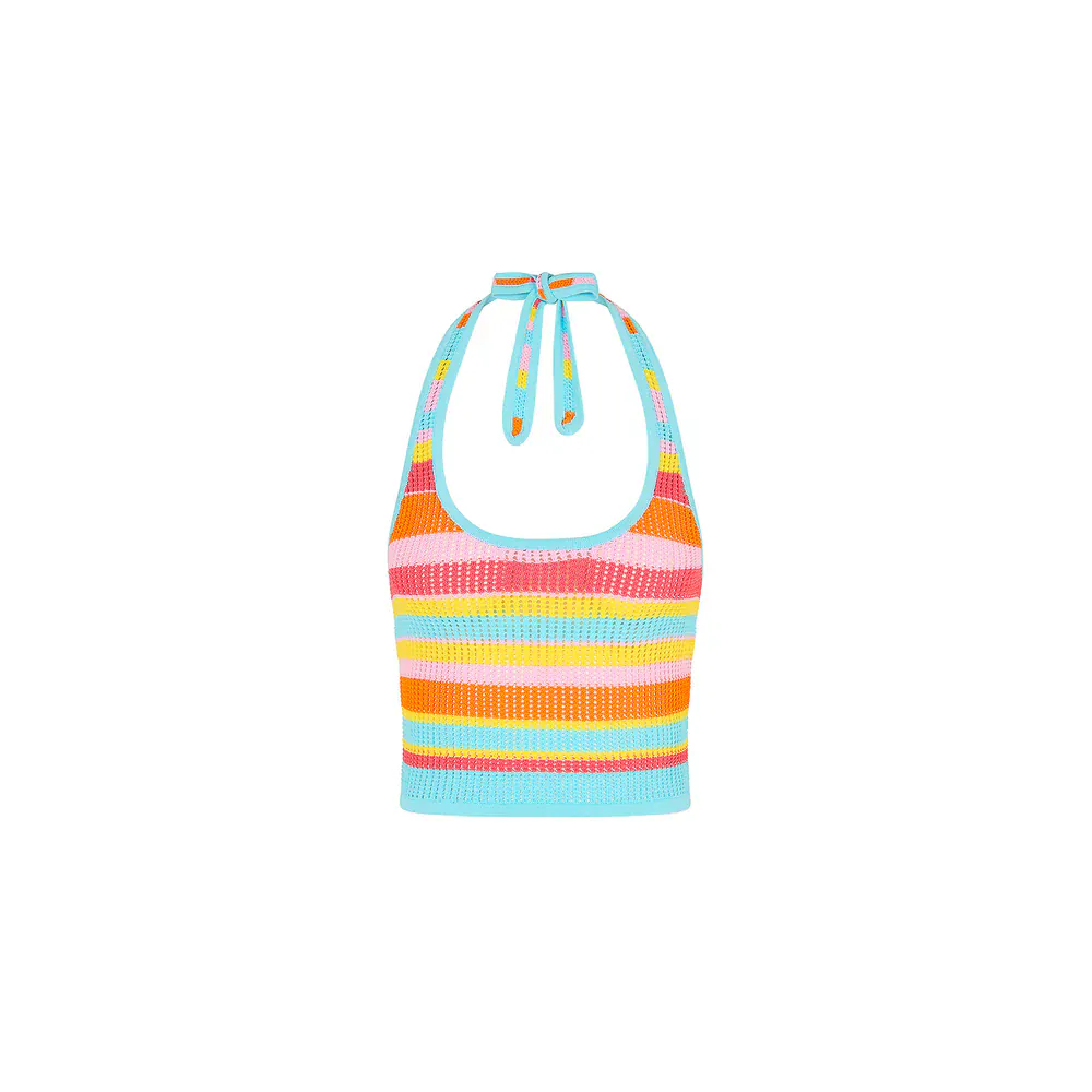 Kulani Kinis Knit Halter Tie Top - Sunset Strip - Image 3