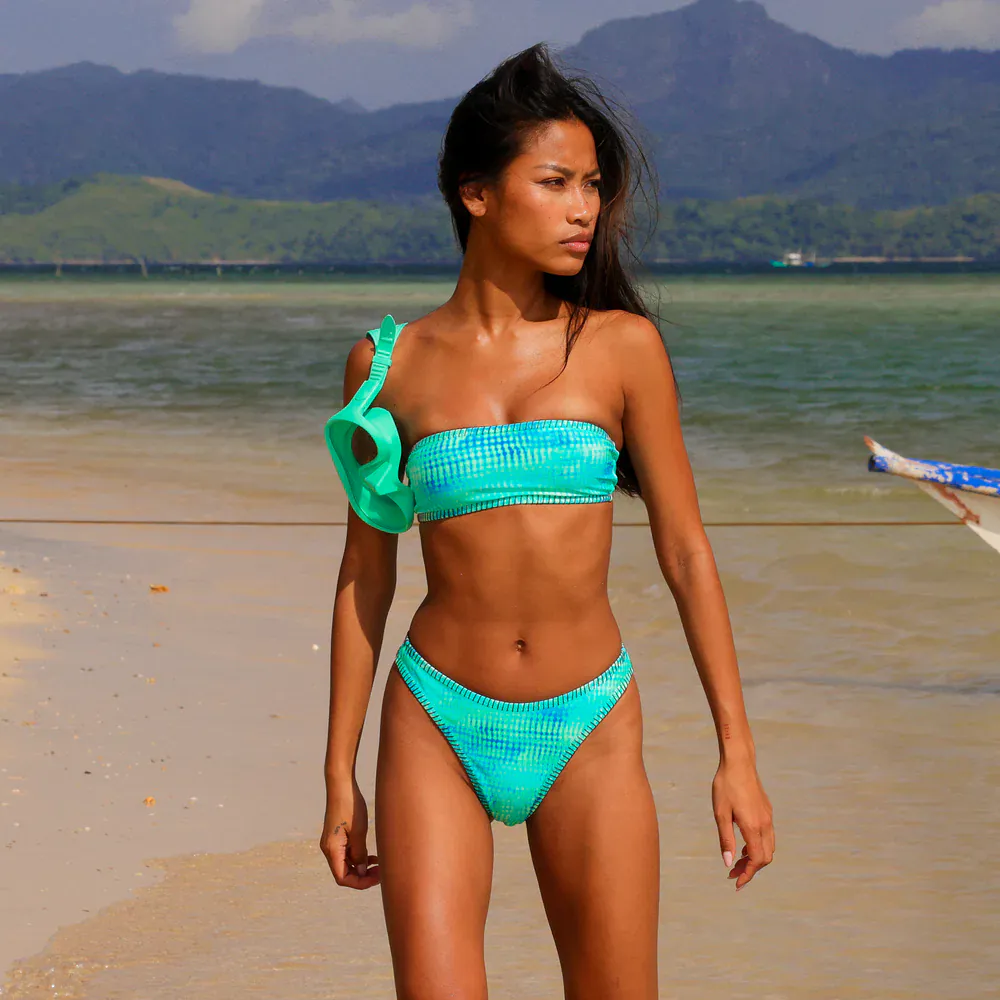 Kulani Kinis Lace Stitch High Leg Vintage Bikini Bottom - Summer Seas - Image 7