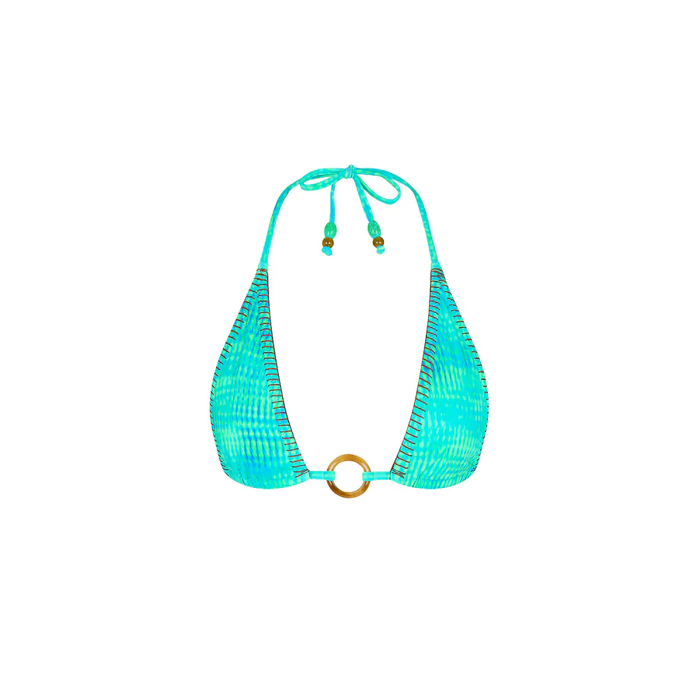 Kulani Kinis Lace Stitch Ring Halter Bikini Top - Summer Seas - Image 3