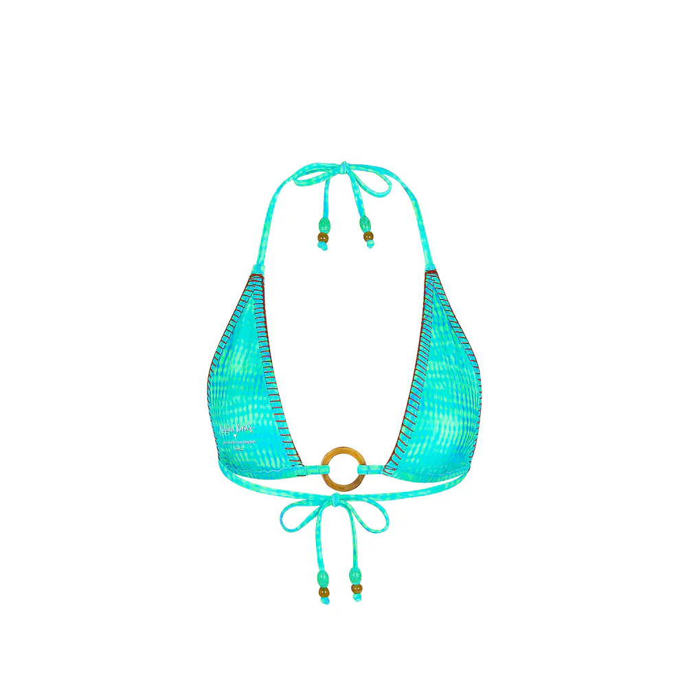 Kulani Kinis Lace Stitch Ring Halter Bikini Top - Summer Seas - Image 5