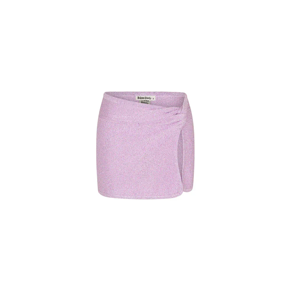 Kulani Kinis Lilac Glimmer Mini Twist Knit Sarong Skirt - Image 4