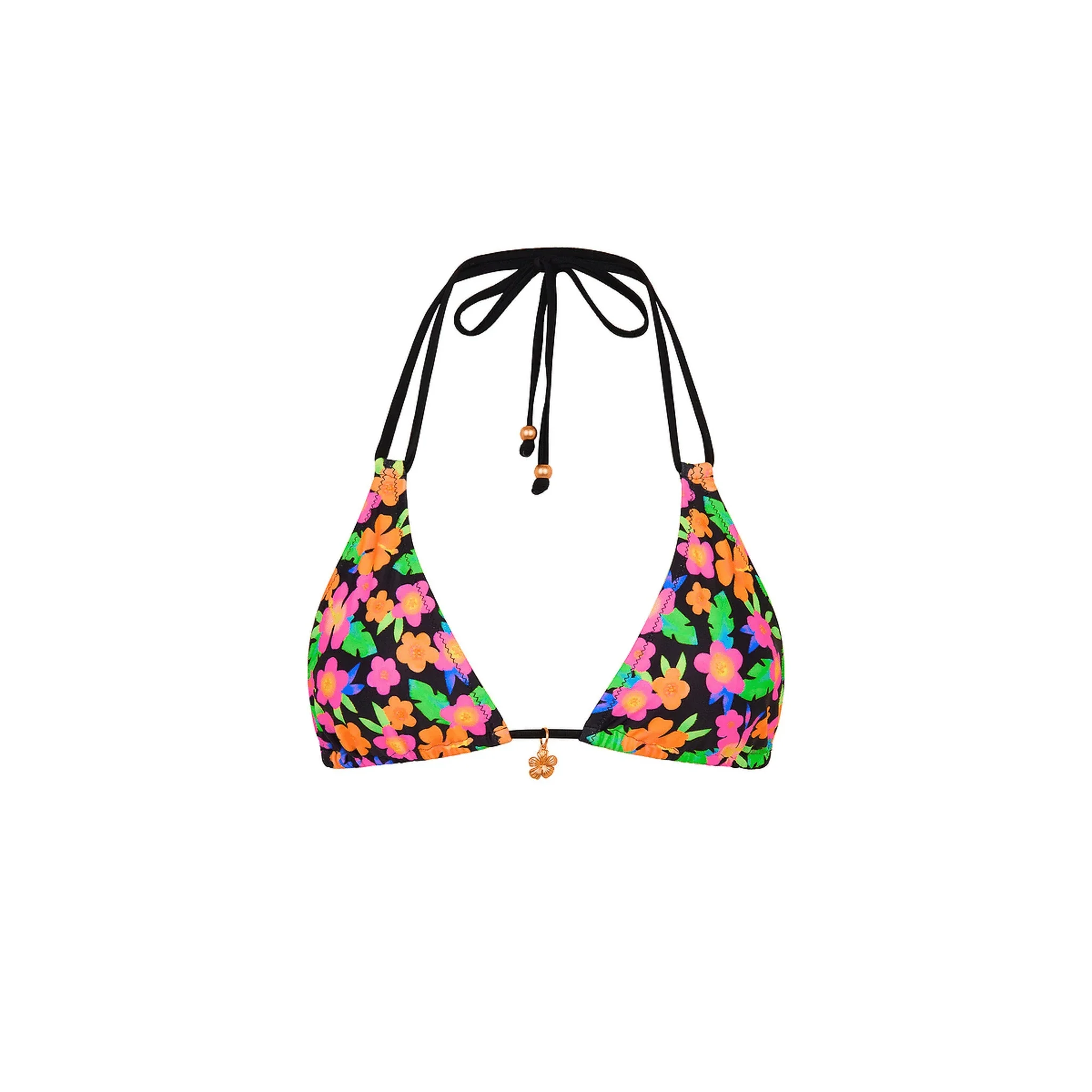Kulani Kinis Simple Strap Halter Bikini Top & Full Coverage Tie Bikini Bottom Bikini Set - Midnight Glow - Image 3