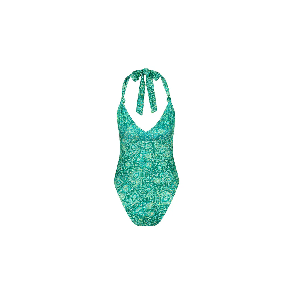 Kulani Kinis Emerald Aura Soft Knot Halter One Piece - Image 5