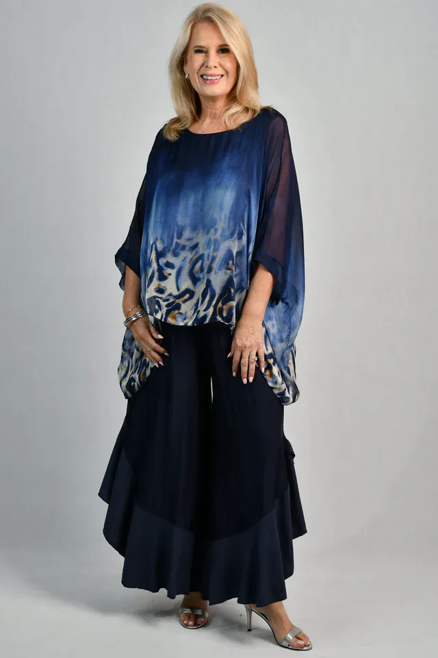 La Sofia Allegra Silk Pant - Navy