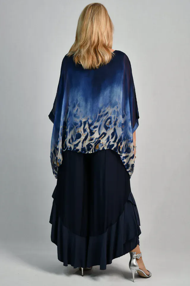 La Sofia Allegra Silk Pant - Navy - Image 2