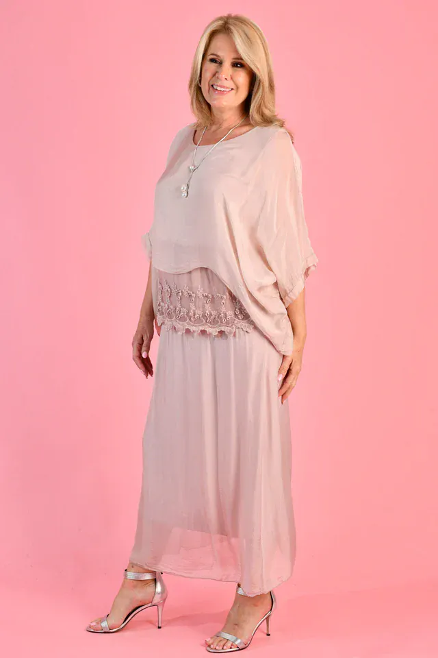 La Sofia Marta Silk Maxi Skirt - Blush - Image 4
