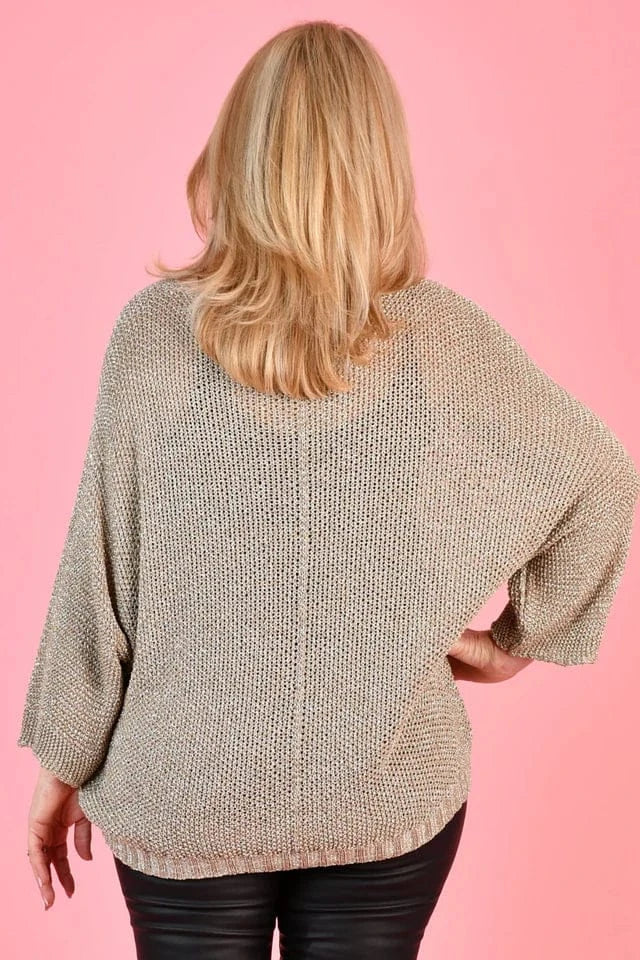 La Sofia Shimmer Knit Top - Gold - Image 5
