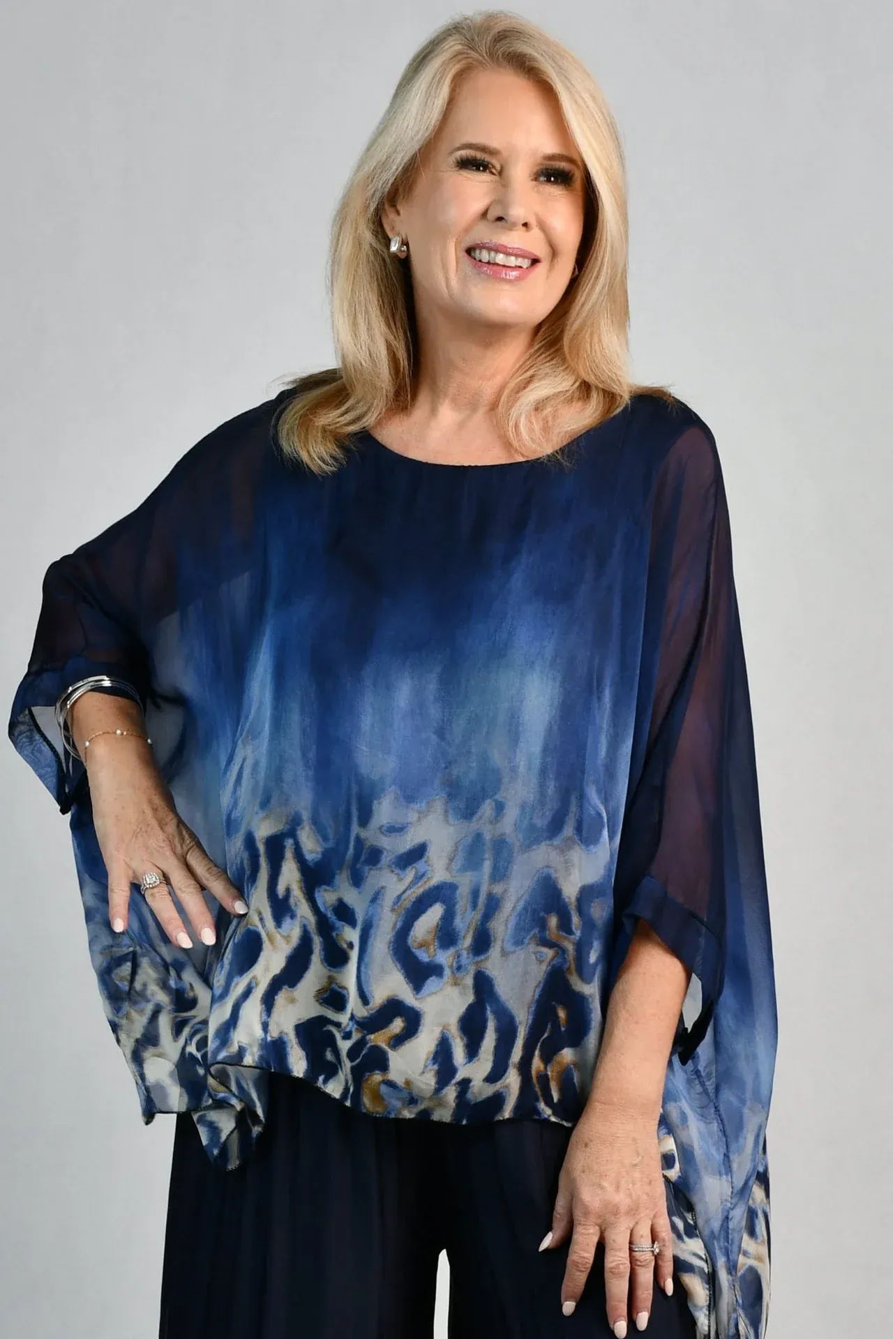 La Sofia Valeria Silk Top - Sea Leopard - Image 4