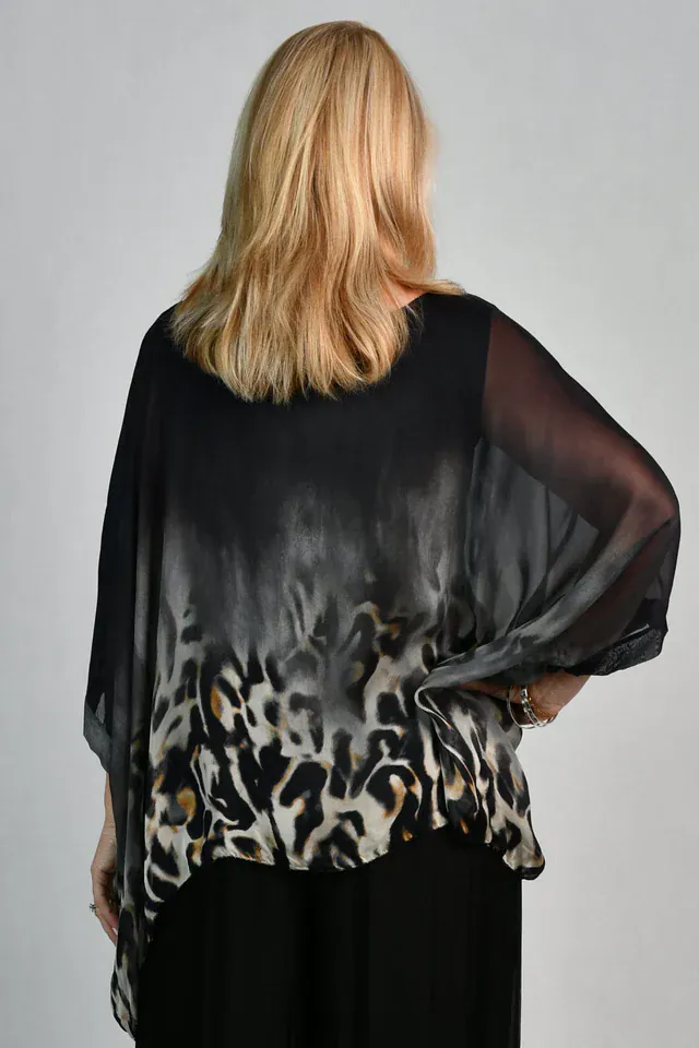 La Sofia Valeria Silk Top - Smokey Leopard - Image 2
