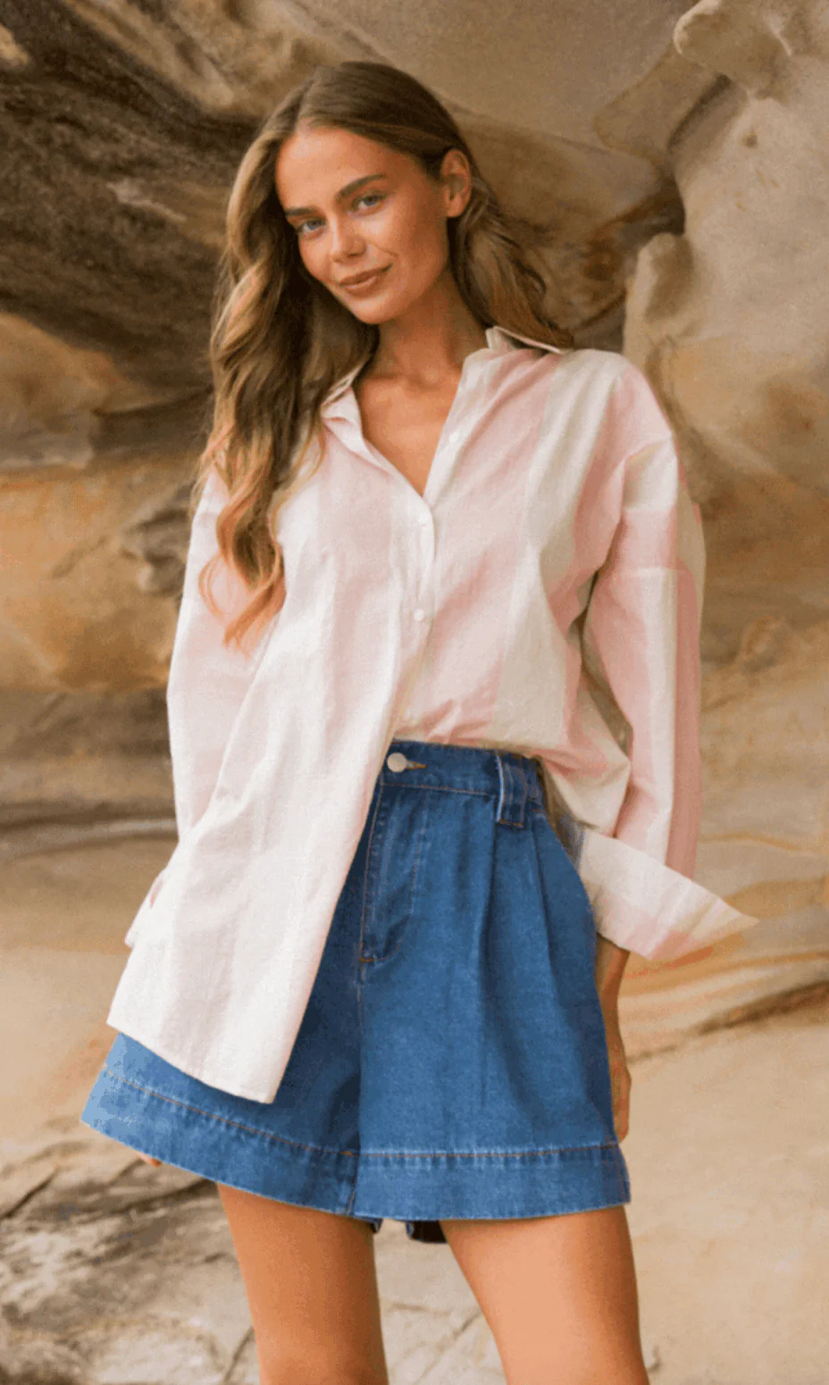 Label Of Love Sophia Stripe Shirt - Pink/White - Image 2