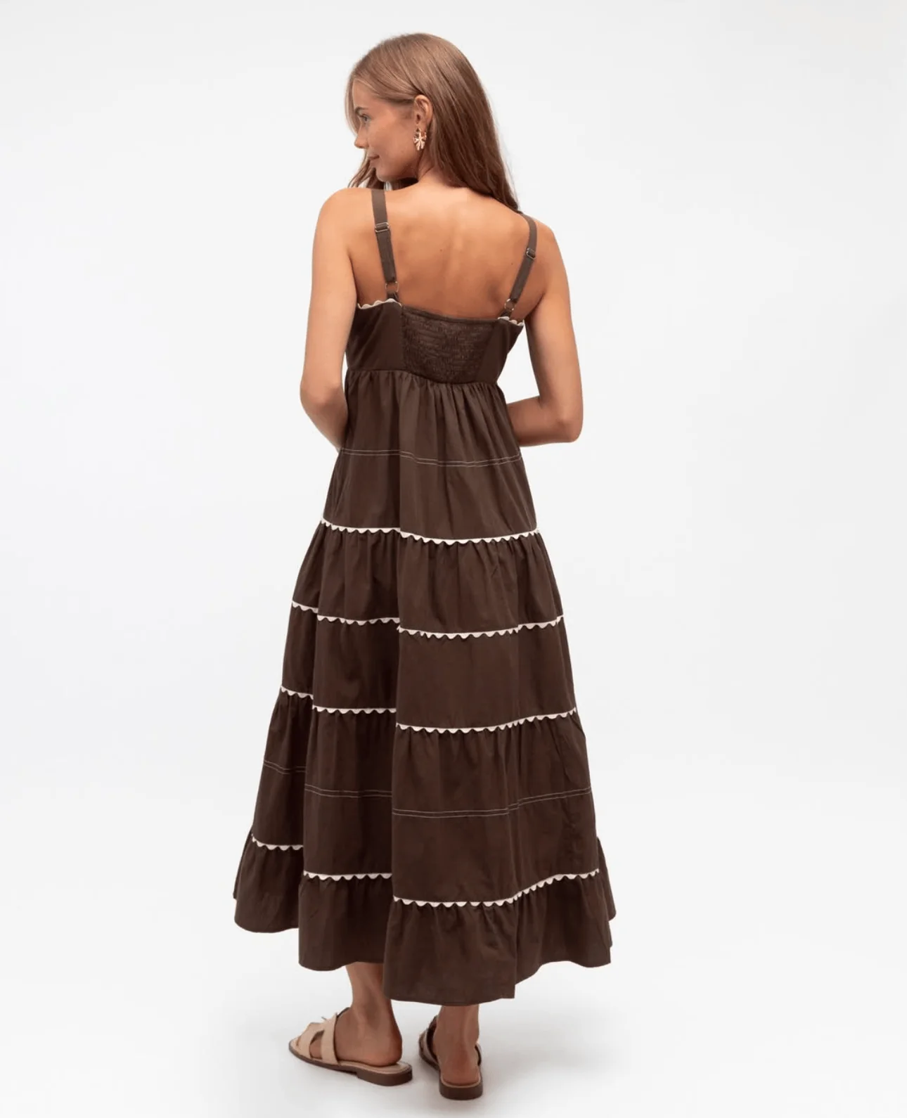 Label Of Love Tiered Contrast Trim Maxi - Chocolate - Image 2