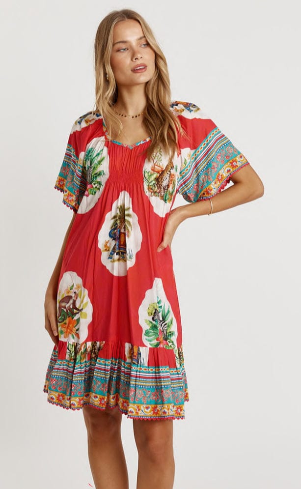Lulalife Cyra Shirred Dress - Melon