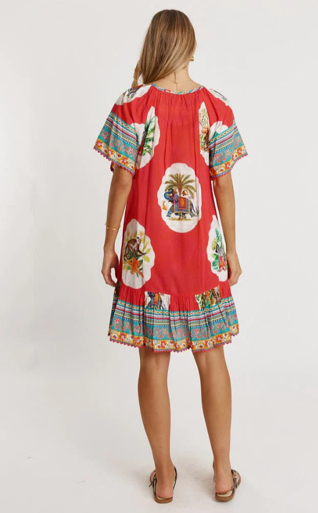 Lulalife Cyra Shirred Dress - Melon - Image 2