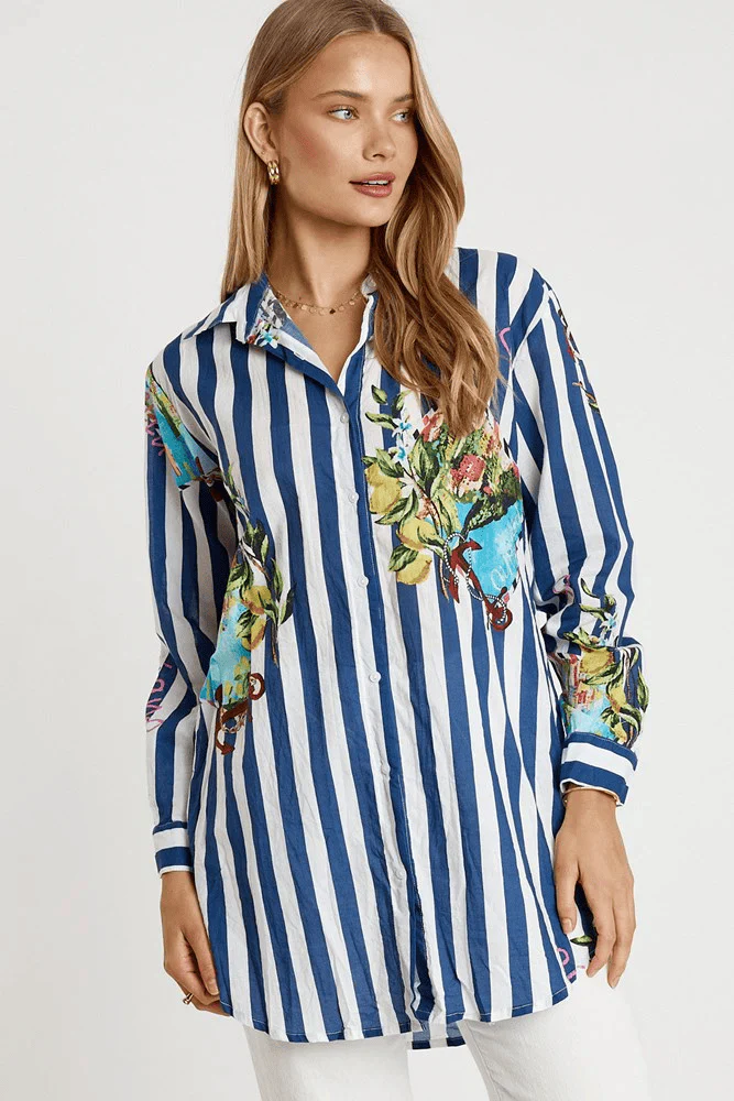 Lulalife Lucciano Shirt - Navy Stripe