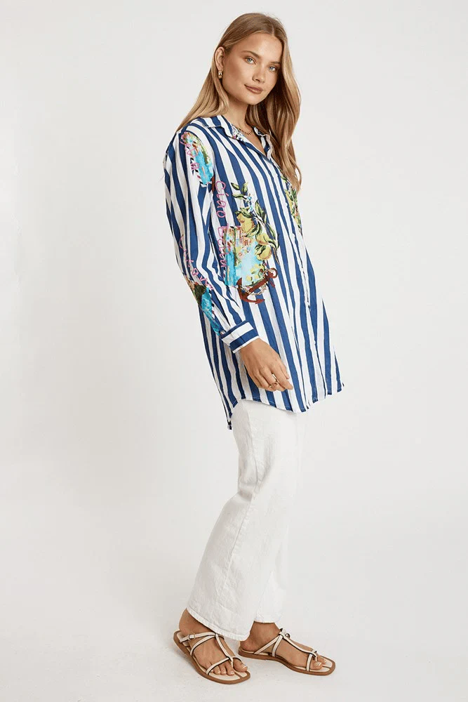 Lulalife Lucciano Shirt - Navy Stripe - Image 2