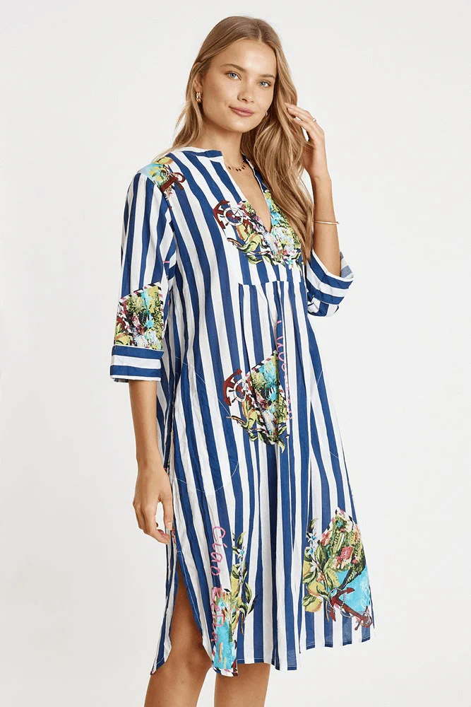 Lulalife Lucciano Kaftan - Navy Stripe