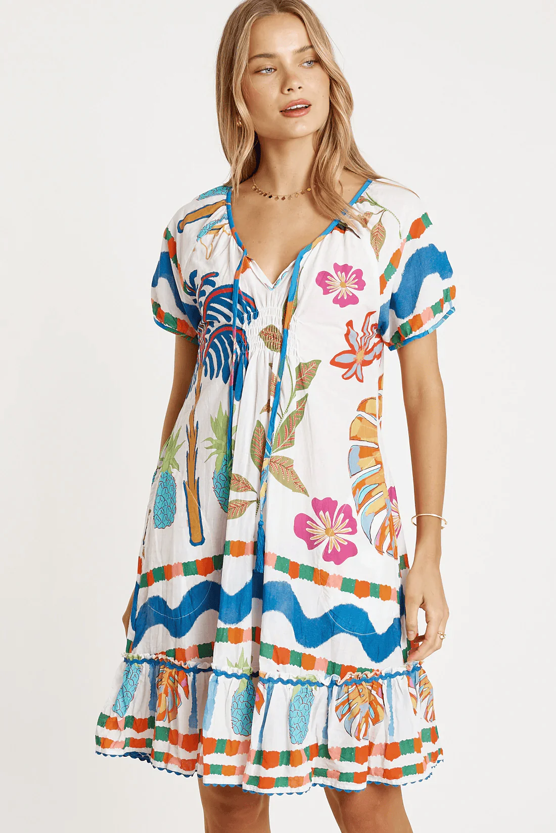 Lulalife Tasmin Shirred Dress - White