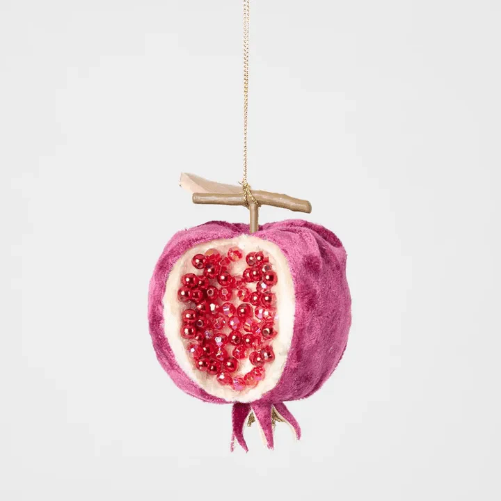 Luxe Beaded Pomegranate Tree Decoration Plum