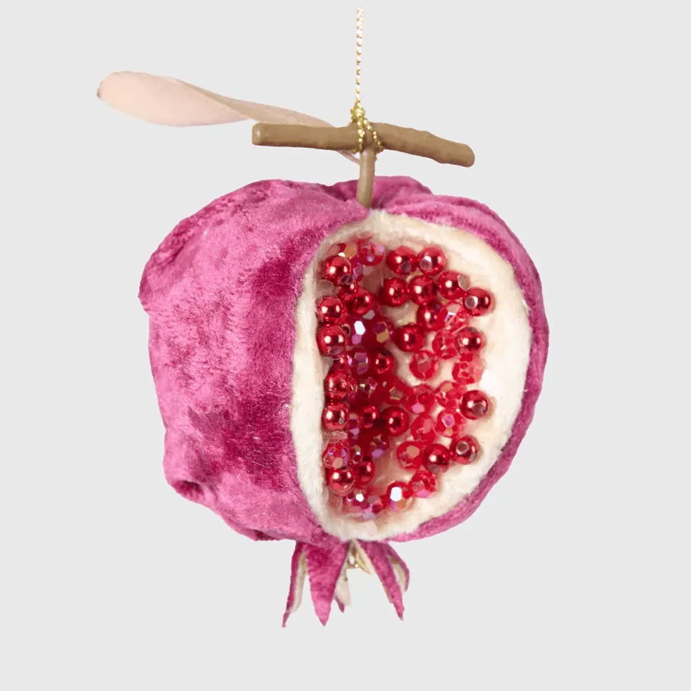 Luxe Beaded Pomegranate Tree Decoration Plum - Image 2