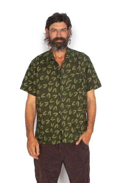 Men's Cotton Shirt - Olive Dragonfly*