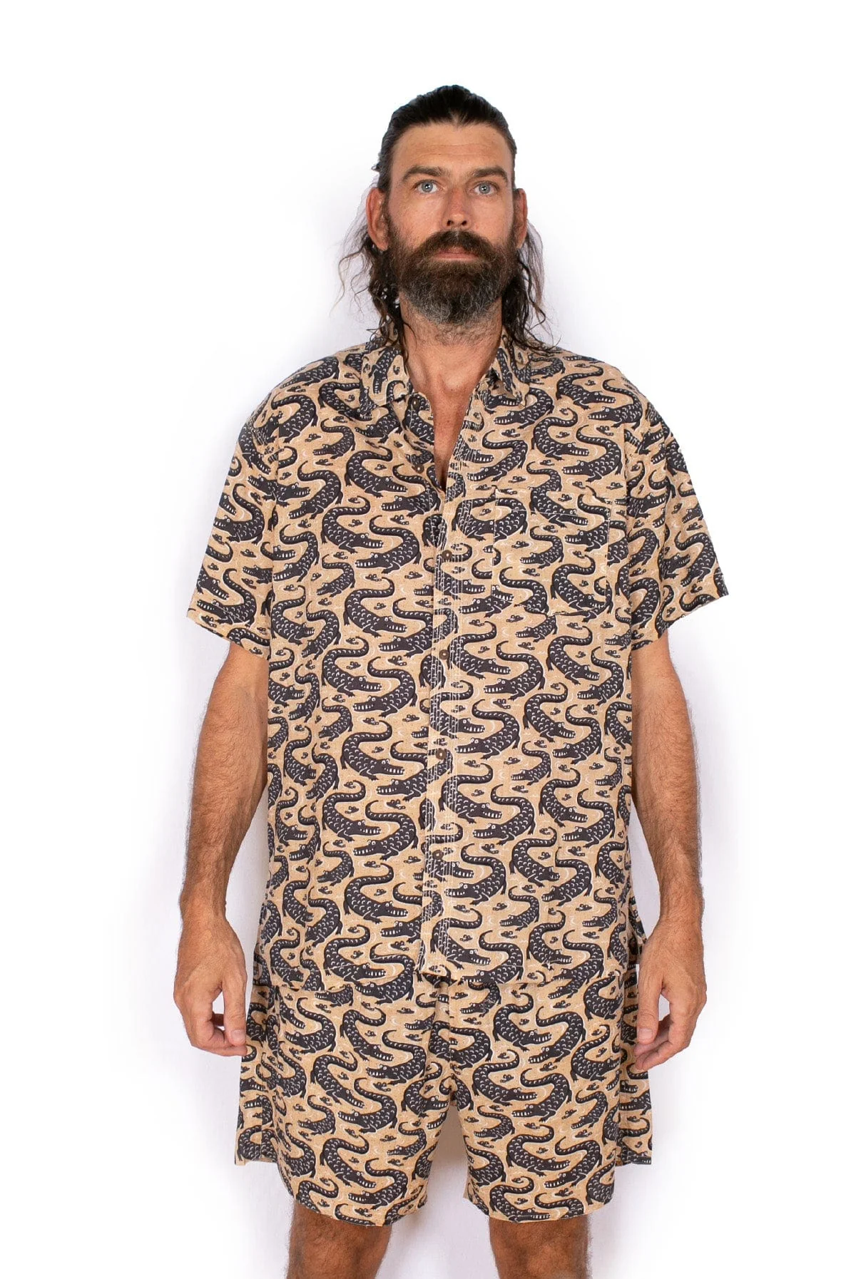 OM Designs Men's Cotton Shorts - Beige Crocs*