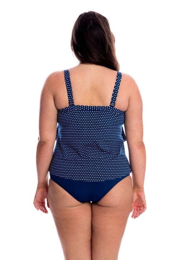 Capriosca Navy White Dots 3 Tier Tankini Top - Chlorine Resist - Image 5