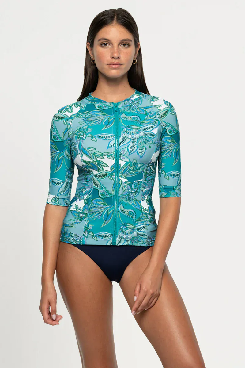 Nip Tuck Fiorenza Yvonne Full Zip Sun Safe Top - Mint