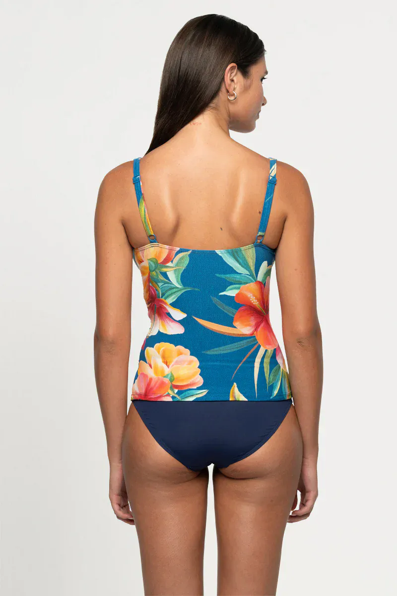 Nip Tuck Hula Hula Louise Multi Fit Ruched Front Tankini Top - Blue - Image 2