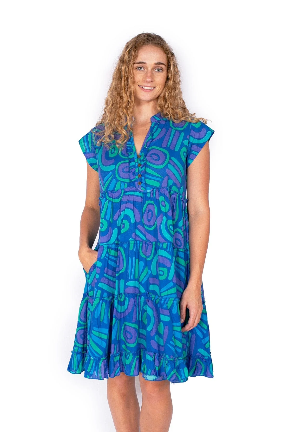 OM Design Amore Dress - Abstract Blue