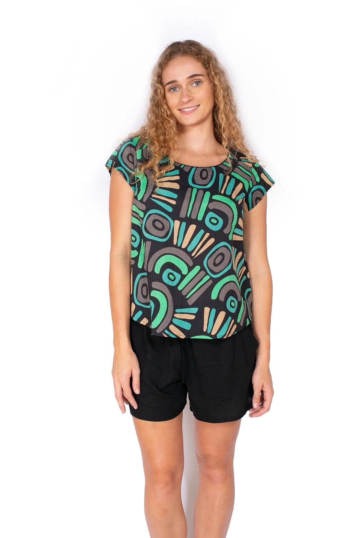 OM Design Chloe Top - Abstract Black