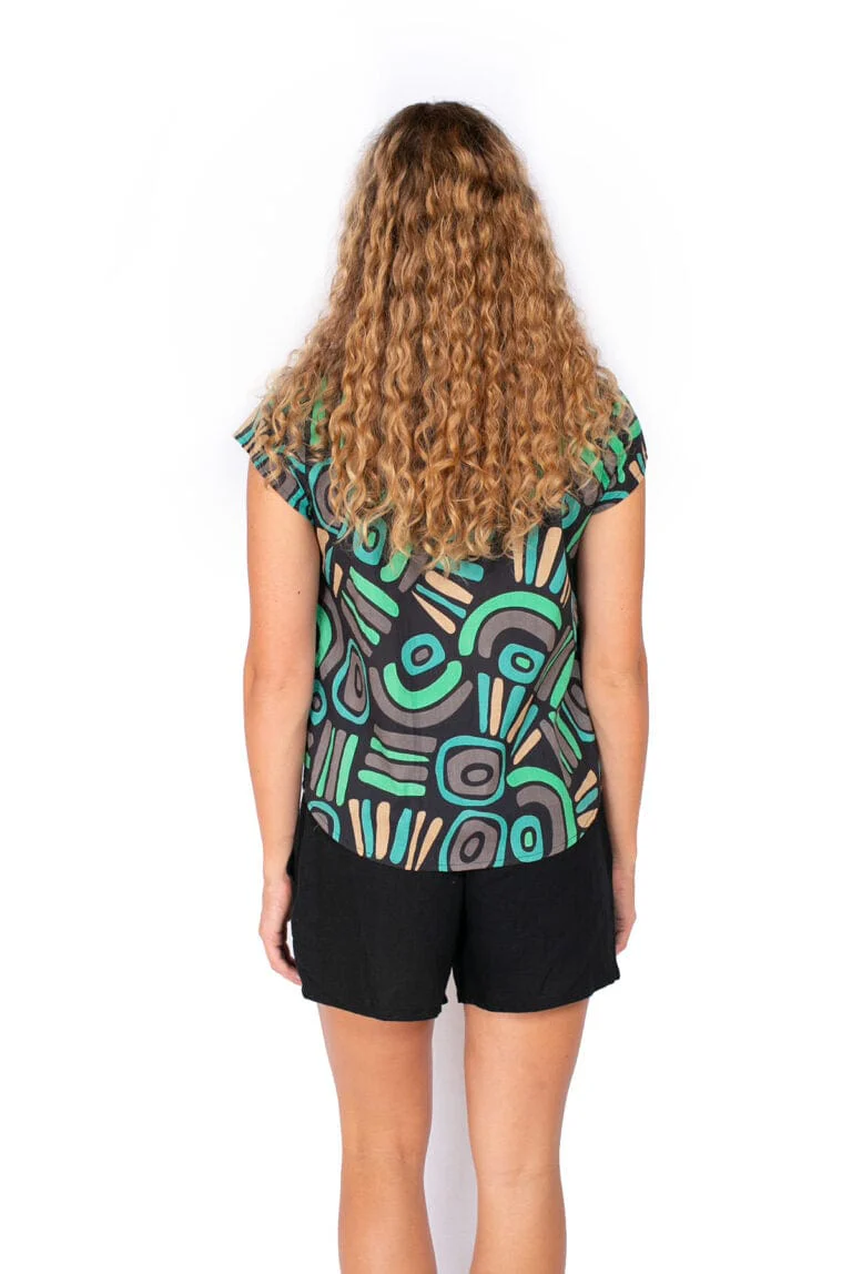 OM Design Chloe Top - Abstract Black - Image 2