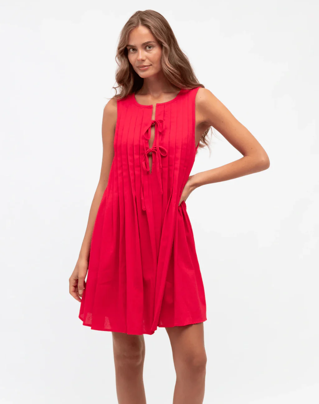 Paper Heart Pleated Short Dress